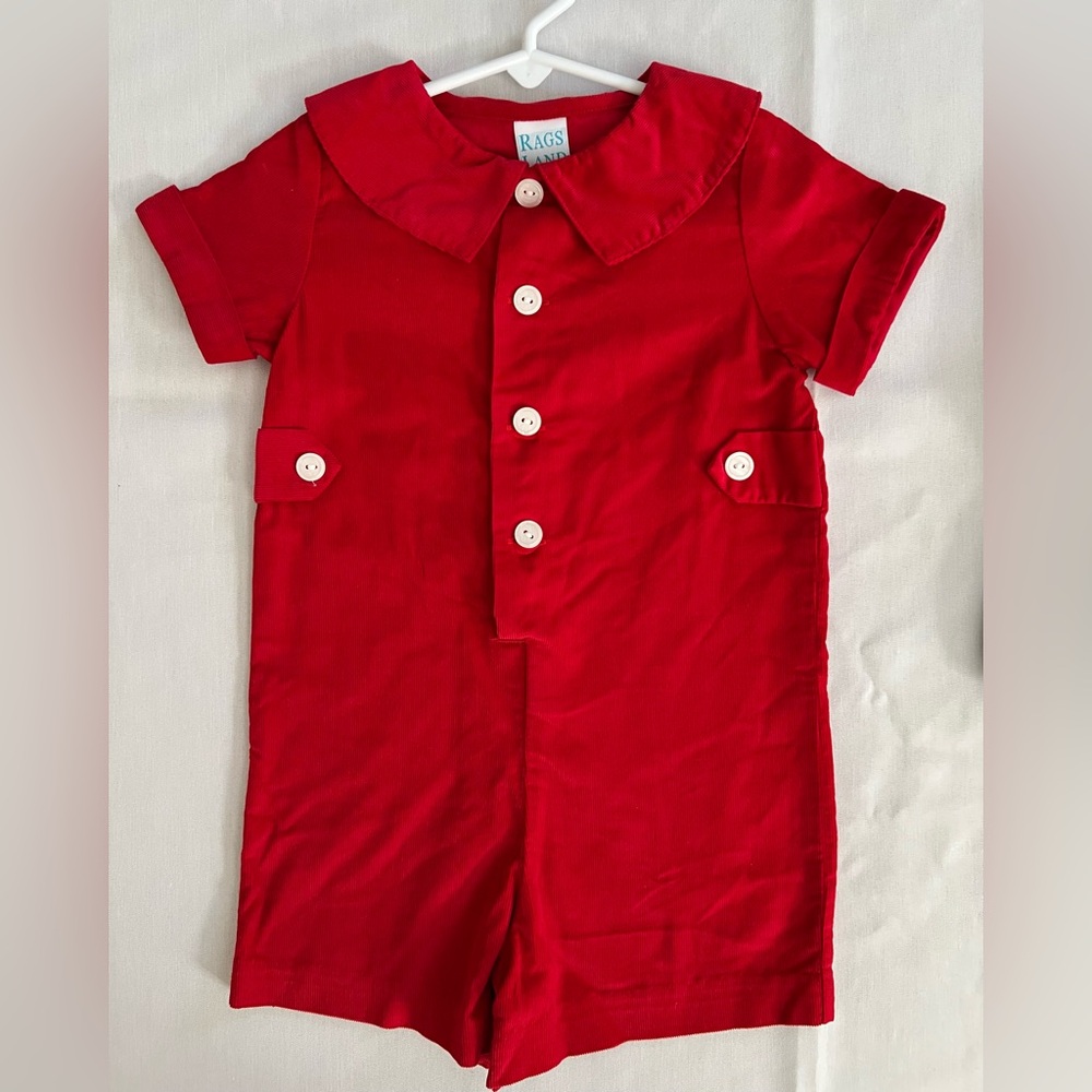 Ragsland Red Corduroy Classic Romper Shortall